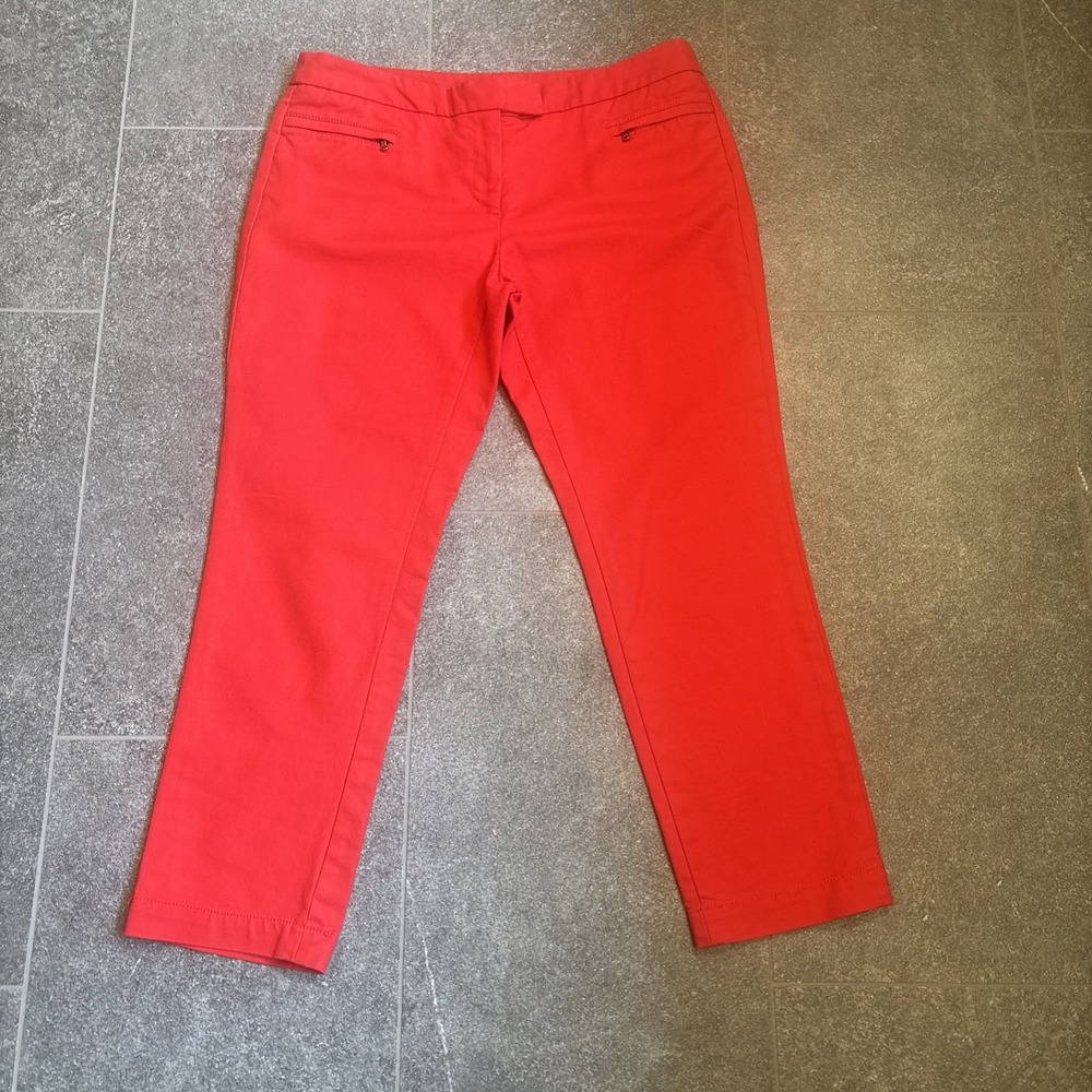 Dalia Collection Pants Womens 8 Red ModernFit Zip Pockets Tapered Chino